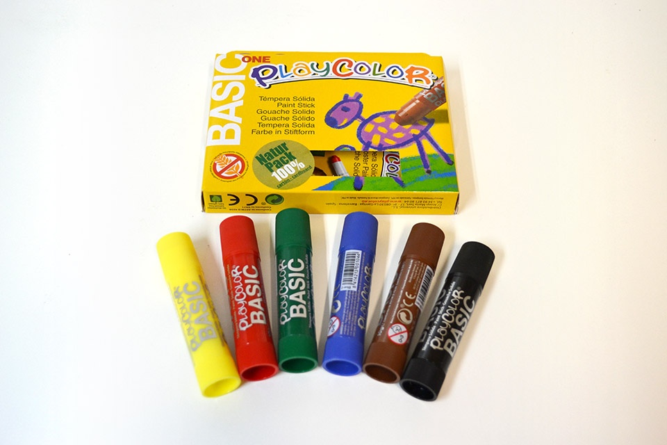 Tempera solida en barra playcolor escolar caja de 6 colores surtidos  primaria secundaria infantil tempera